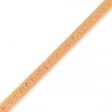 Ribbon text "Love Faith Hope" Coral red-gold